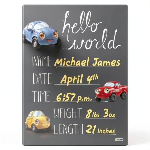 Cohas Newborn Baby Chalkboard Sign Unisex Engineered Wood-4