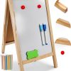 PRETYZOOM Kids Wooden Chalkboard Easel Board-8