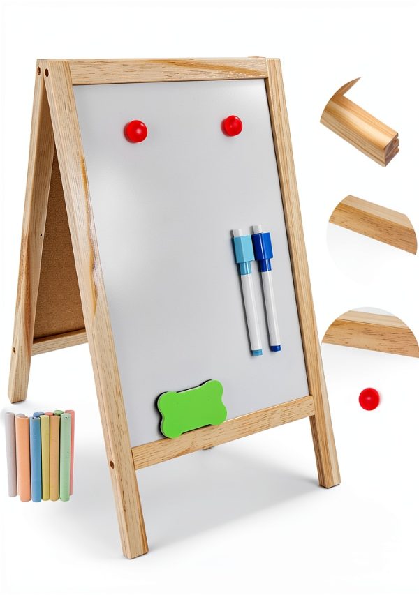 PRETYZOOM Kids Wooden Chalkboard Easel Board-8