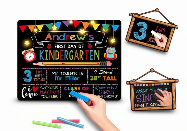 First Day School Board Smilelife Wooden Chalkboard-2