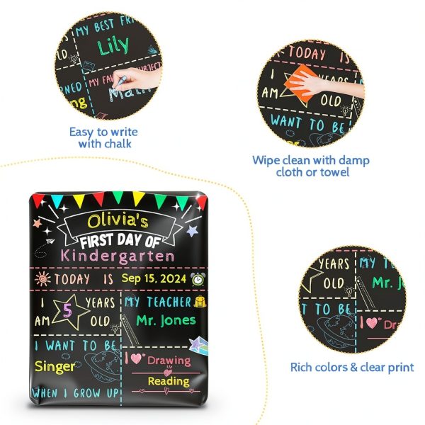 First Last Day School Sign Chambom Chalkboard Black-3