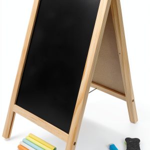 PRETYZOOM Kids Wooden Chalkboard Easel Board-0