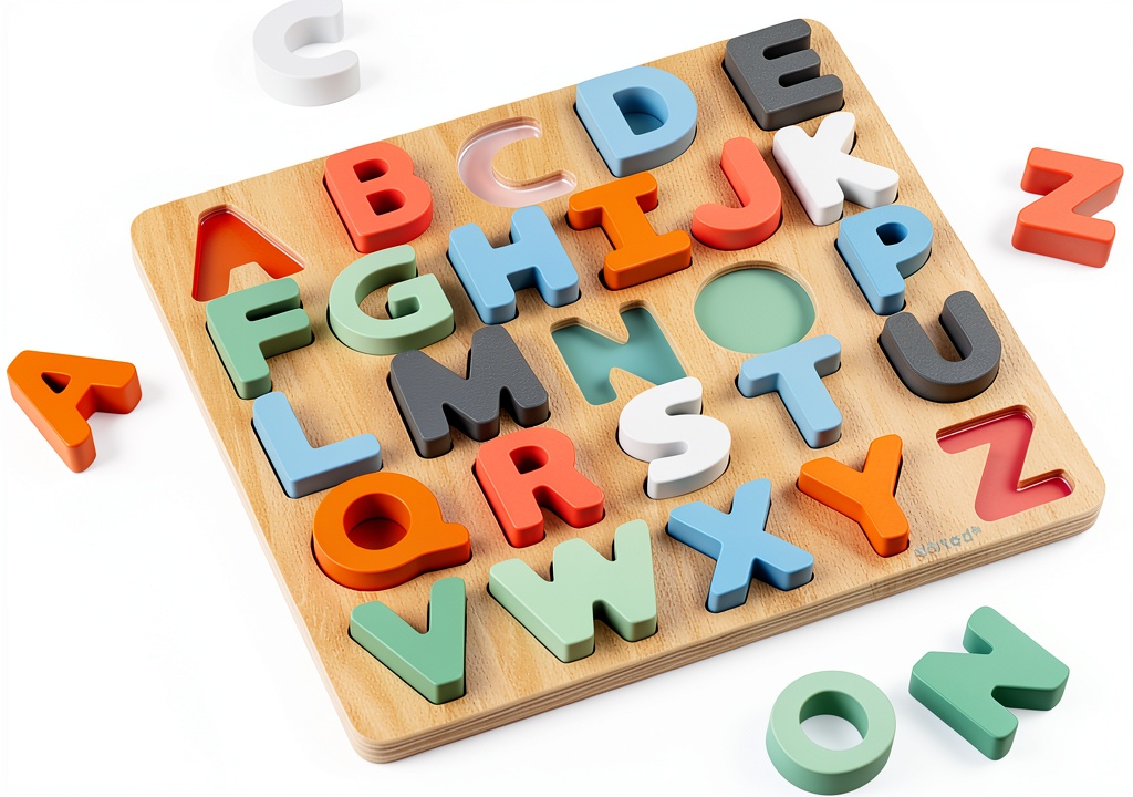 Installing Janod Stylish Stand‑Up Letters for Kids on a wooden desk