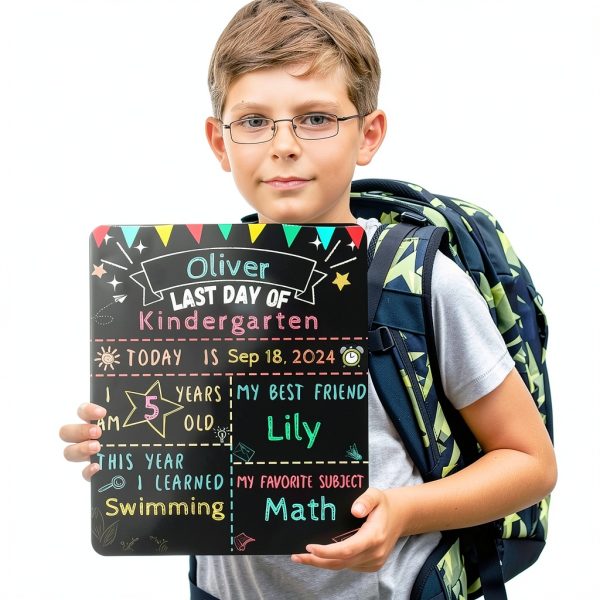 First Last Day School Sign Chambom Chalkboard Black-7