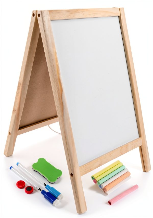 PRETYZOOM Kids Wooden Chalkboard Easel Board-1