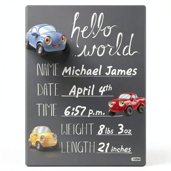 Cohas Newborn Baby Chalkboard Sign Unisex Engineered Wood-1