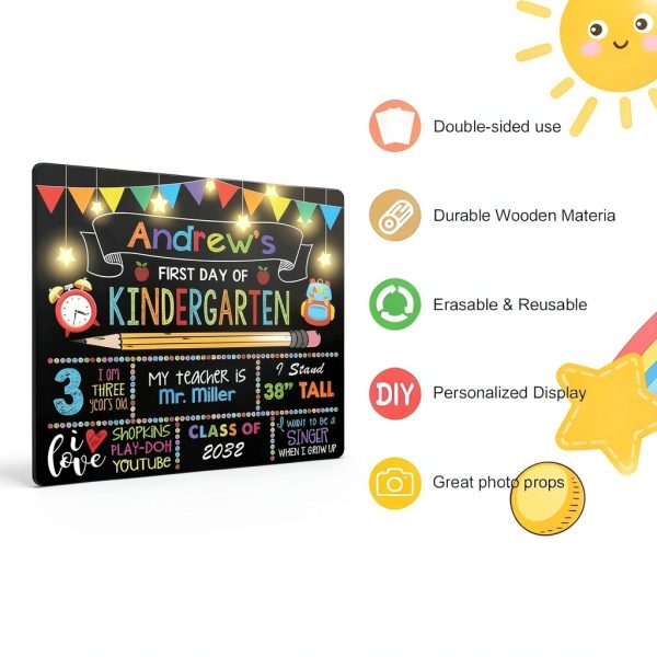 First Day School Board Smilelife Wooden Chalkboard-4