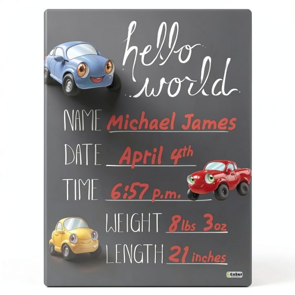 Cohas Newborn Baby Chalkboard Sign Unisex Engineered Wood-2