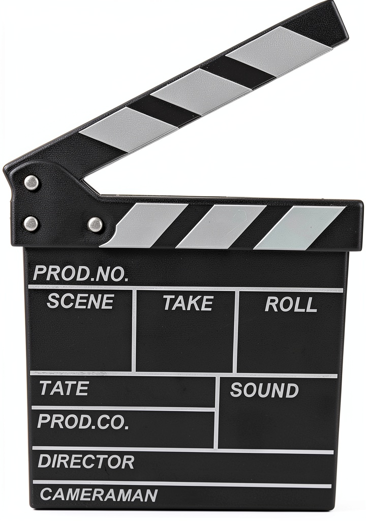 Child holding the wooden clapboard during a backyard film set