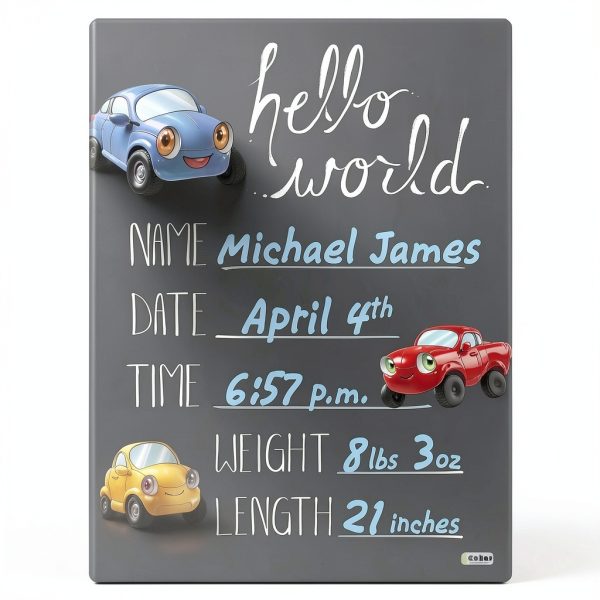 Cohas Newborn Baby Chalkboard Sign Unisex Engineered Wood-3