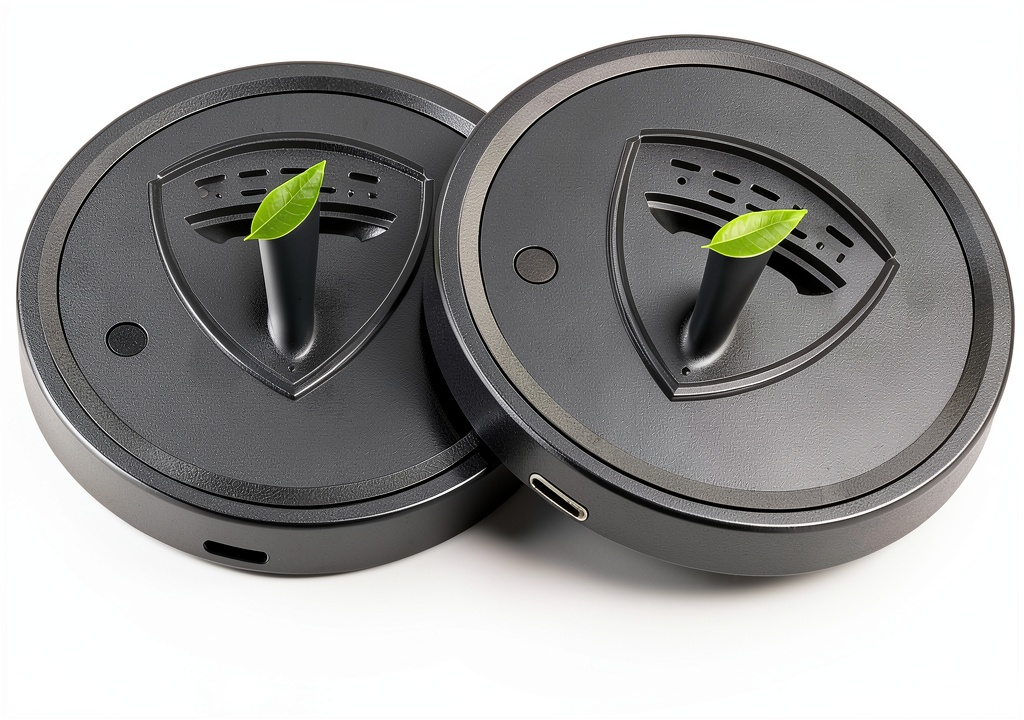 CoolKo LED car cup holder installed in a vehicle cup slot, glowing blue at night
