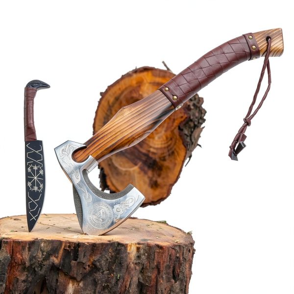 Viking Axe by Afhzam Hand-Forged Set with Leather Sheath – Ax-05-6