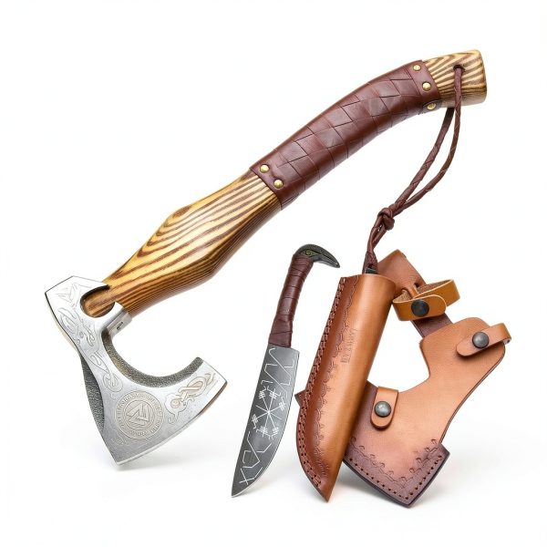 Viking Axe by Afhzam Hand-Forged Set with Leather Sheath – Ax-05-4
