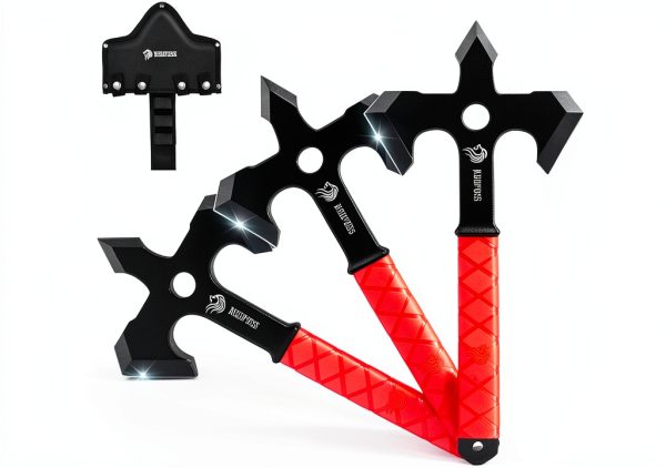 NedFoss Axe Throwing, 11.9" Full Tang Triple Edge Throwing Axe with Sheath TPE Rubber Handle, Axe Throwing Set 3, Axe for Throwing for Gifts-0